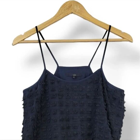Tibi Fil Coupe Fringe Ruffle Cami Tank Top in Navy Blue Size 6 - Picture 5 of 12